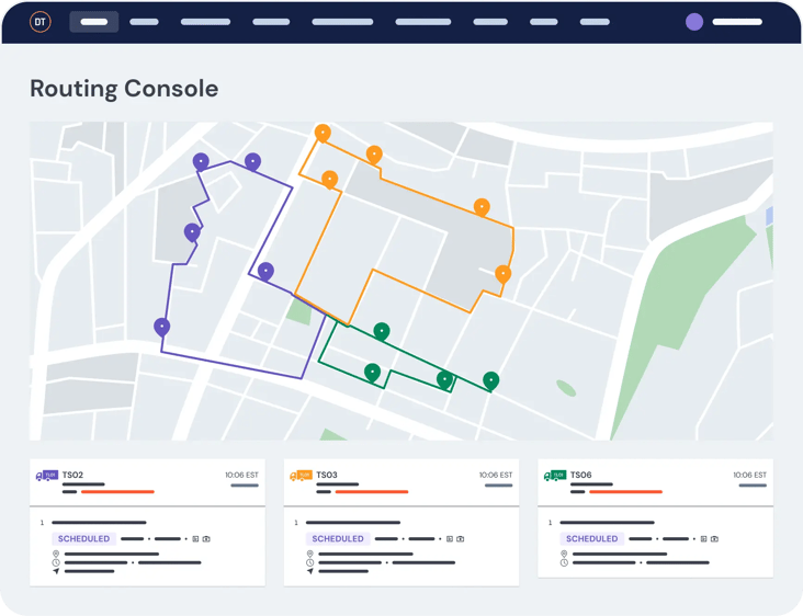 Illustration of DispatchTrack's last mile visibility dashboard