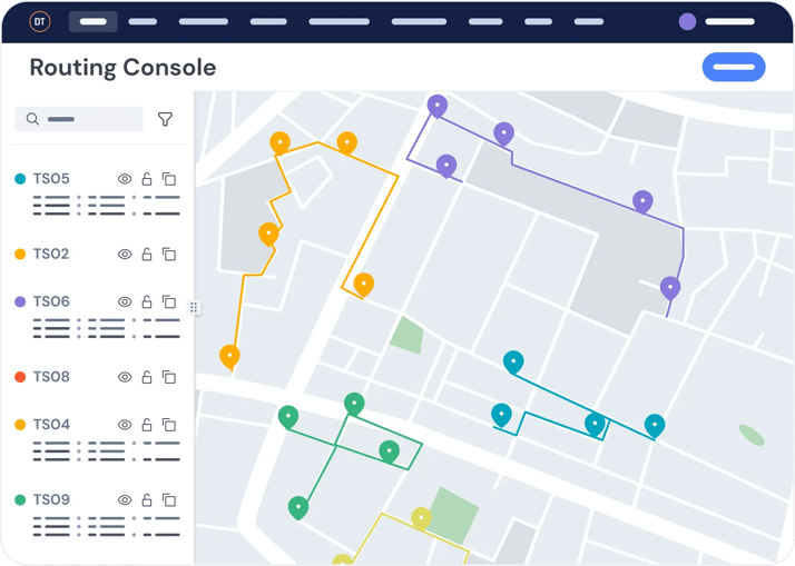 Illustration of DispatchTrack's routing console