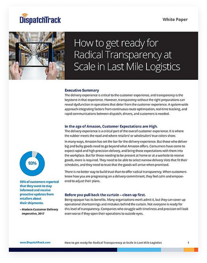 Transparency in Last Mile Logistics Transparency in Last Mile Logistics