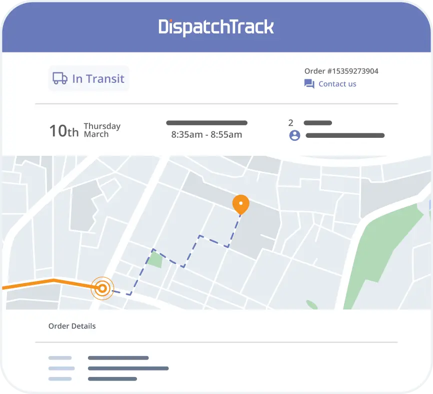 Illustration of live order tracking software