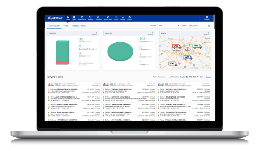 Last mile logistics dashboard