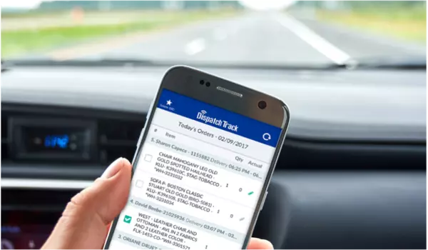 Image showing a mobile view of DispatchTrack Software