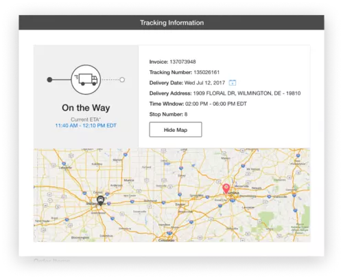 Delivery tracking link