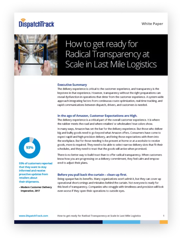 Transparency in last mile logistics