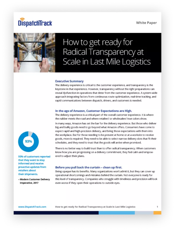 Transparency in last mile logistics Transparency in last mile logistics