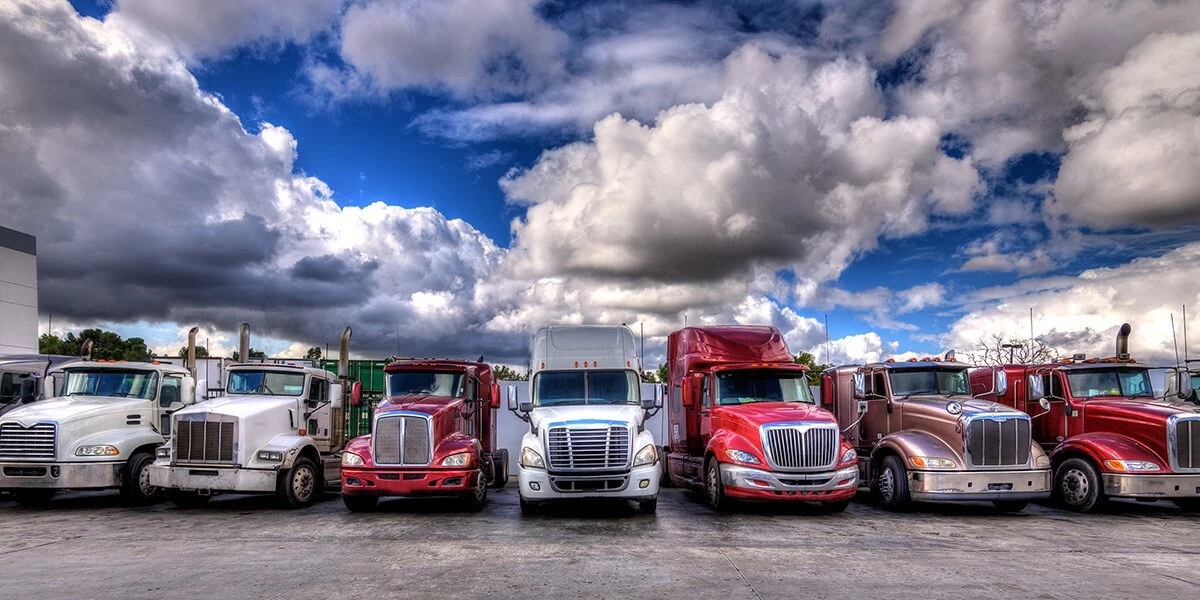 Row of parked trucks